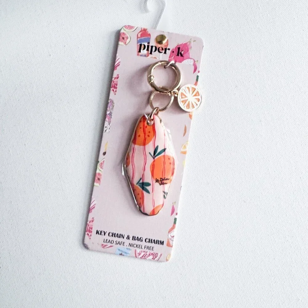 Piper K Orange Print Keychain